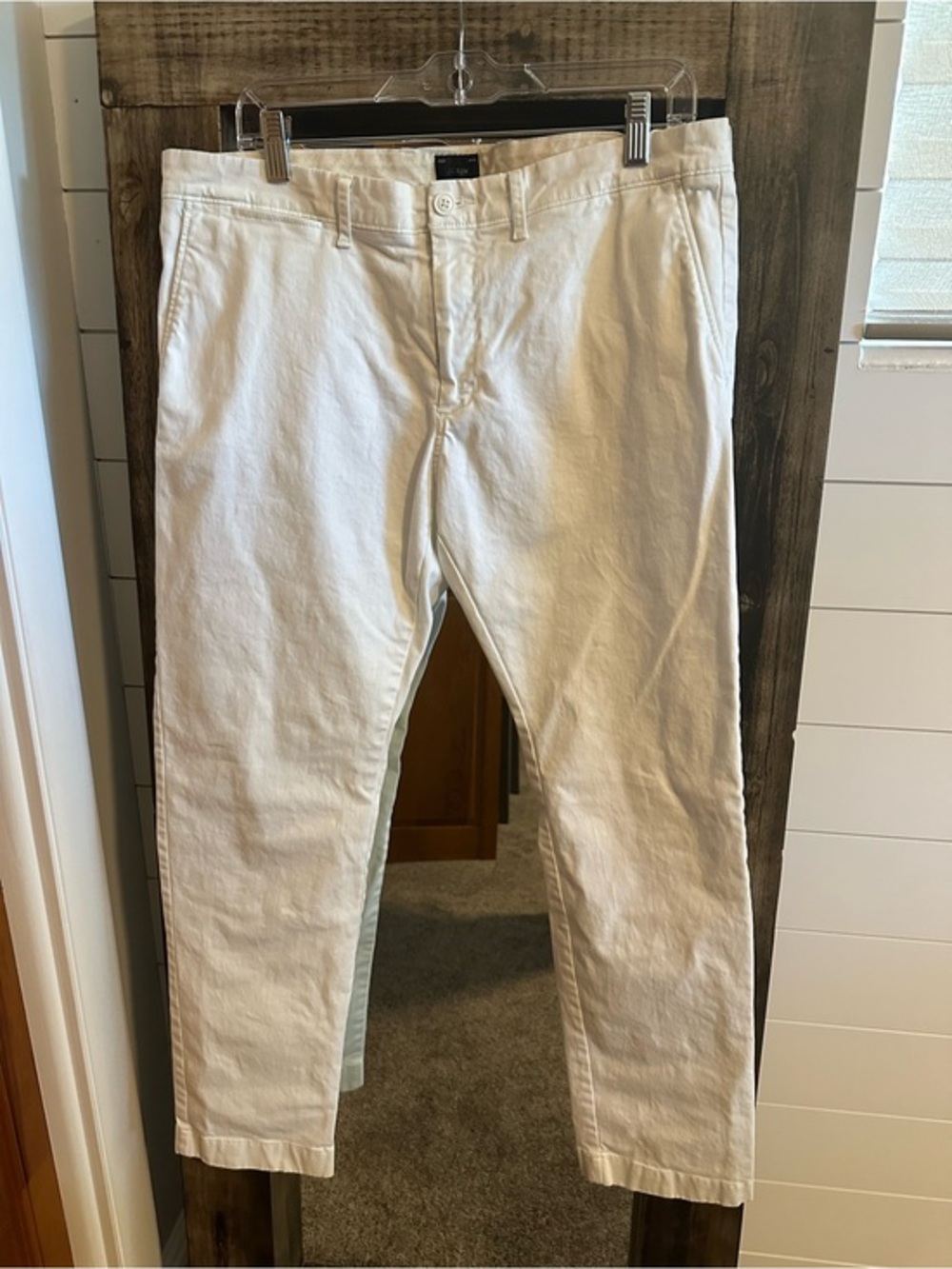 J.Crew Men’s White Stretch Chino Pants Slim Straight W34 L30 Cotton Resort Beach